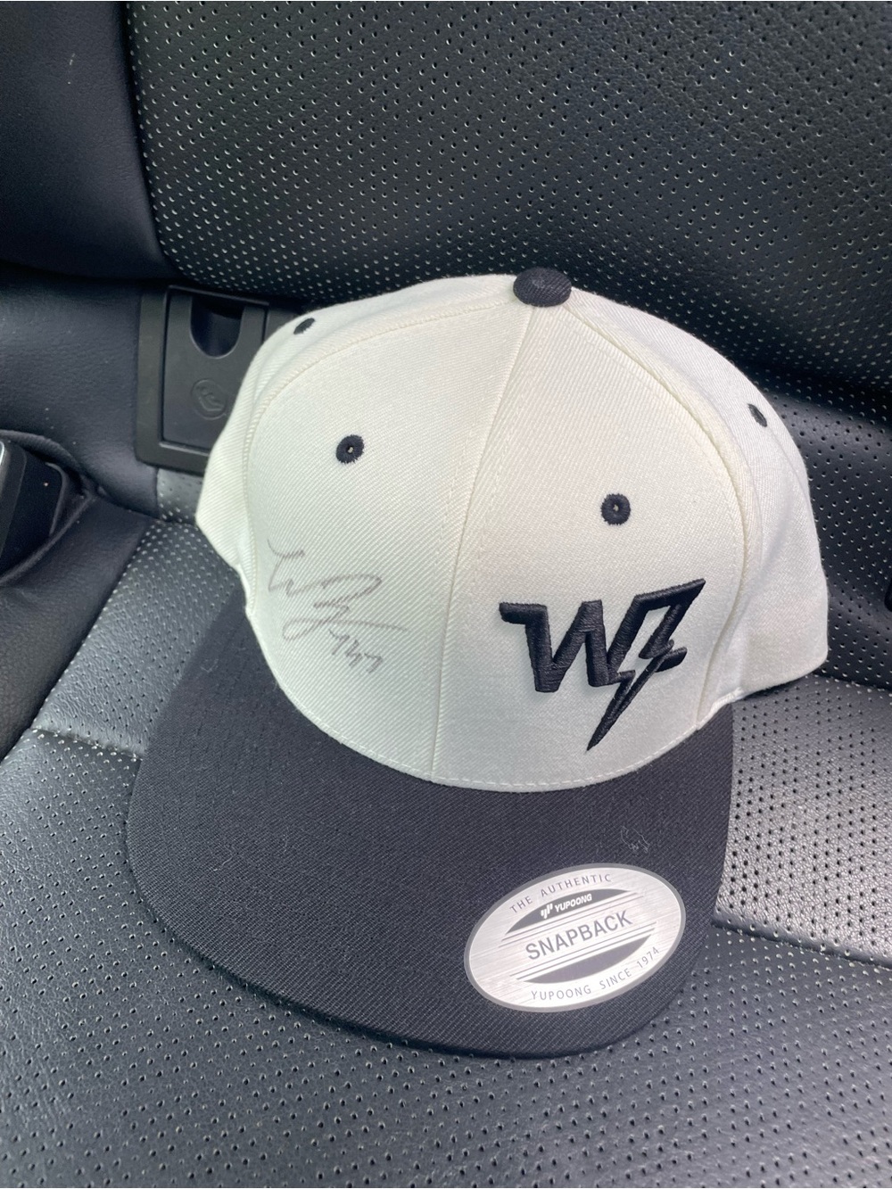 White and Black Snapback Hat with Lightning 'WZ' Logo